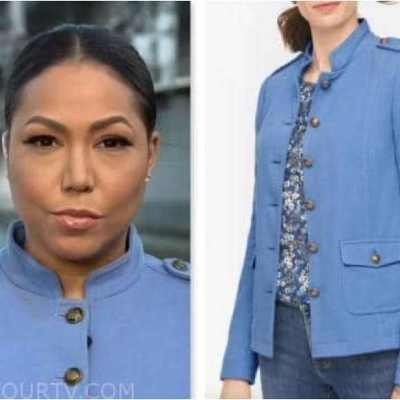 Talbots | Blue KNIT BAND Blazer JACKET - Picture 3 of 13